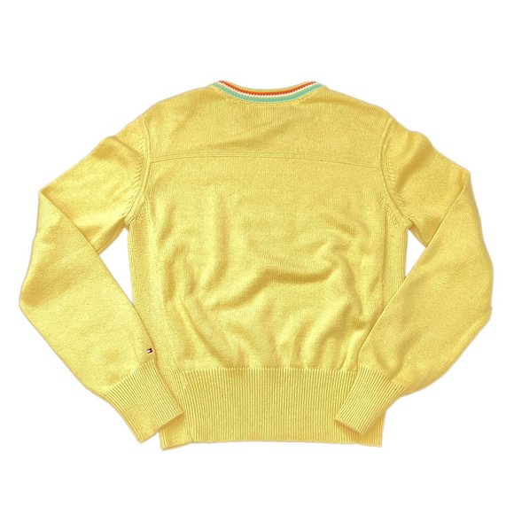 Tommy Hilfiger Vtg Y2K NOS Lightweight Knit Womens Yellow Crewneck Sweater Sz M - Picture 2 of 9